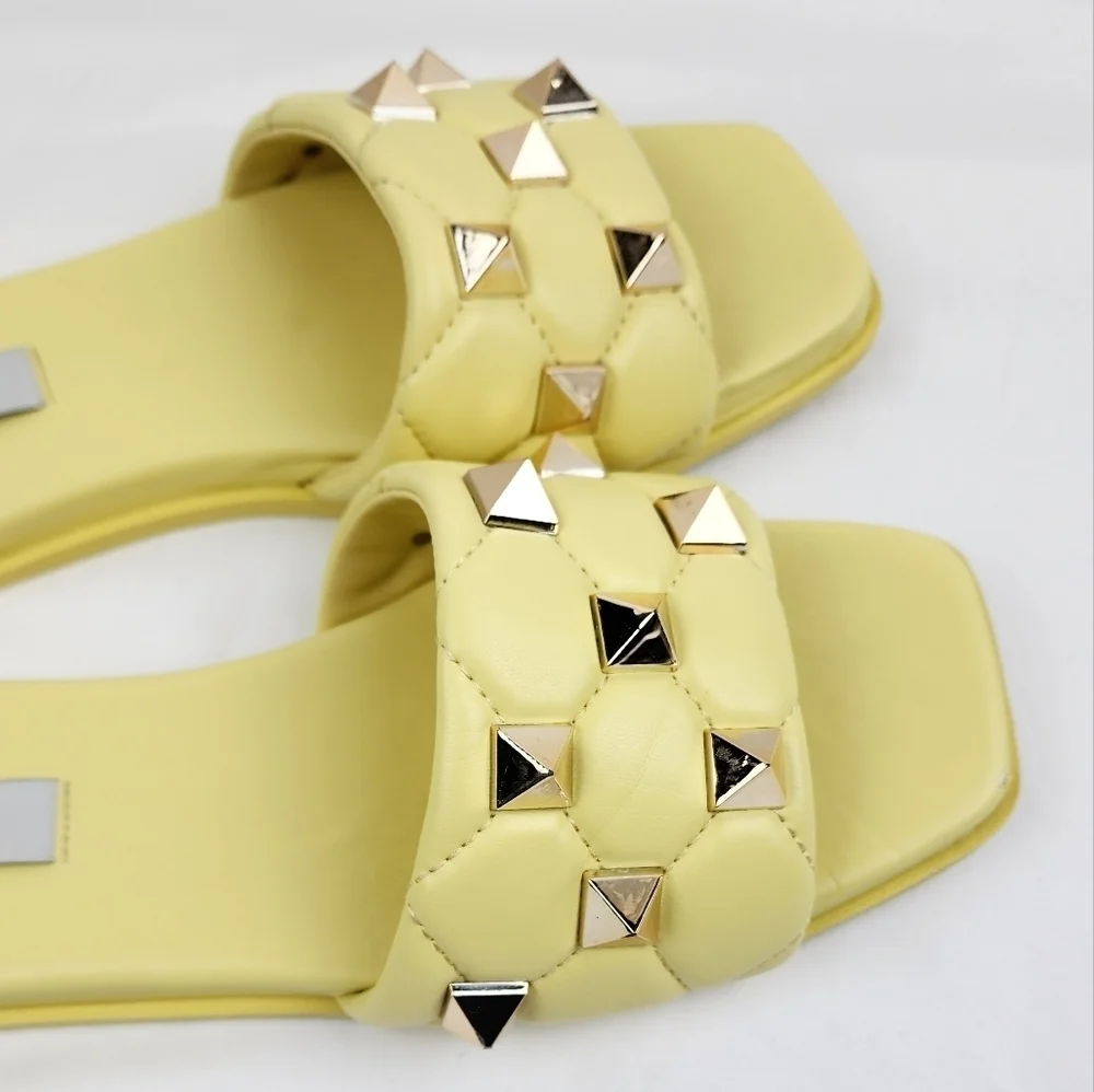 Steven New York  Yuri Yellow Studded Slide Sandals